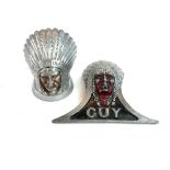 GUY MOTORS, A VINTAGE ALUMINUM CAR MASCOT AND BONNET ORNAMENT Cast as Red Indian Chiefs, bearing the