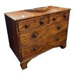 A VICTORIAN MAHOGANY CHEST OF TWO SHORT ABOVE TWO LONG DRAWERS Raised on bracket feet. (99cm x