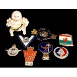 A COLLECTION OF VINTAGE STEEL AND ENAMEL CAR BADGES Including a Royal British Legion badge with lion