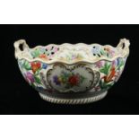 DRESDEN, A 20TH CENTURY GERMAN PORCELAIN BOWL Twin handles with pierced panels and floral