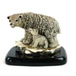 A 20TH CENTURY ITALIAN FILLED SILVER FIGURAL GROUP, POLAR BEAR WITH CUB ON AN ICEBERG Supported on
