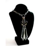 MAWI LONDON, A STATEMENT NECKLACE The white metal chain hung with a .925 silver prism pendant. (