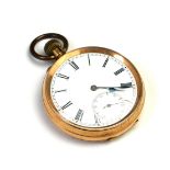 AN EARLY 20TH CENTURY 14CT GOLD GENT'S POCKET WATCH The open face with a circular white dial,