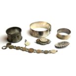 A COLLECTION OF VICTORIAN AND LATER SILVER JEWELLERY Comprising two brooches, hallmarked Birmingham,