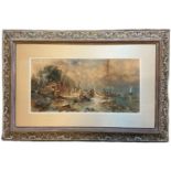 A LATE 19TH/EARLY 20TH CENTURY WATERCOLOUR Landscape, rustic coastal view, fishermen with