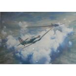 TWO VINTAGE SIGNED WWII MILITARY AIRCRAFT PRINTS Titled 'The Height of The Battle, Sunday, September