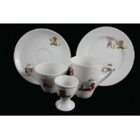 NORITAKE, A VINTAGE CHILD'S FIVE PIECE TEA SET Comprising a mug, cup, saucer, plate and egg cup,