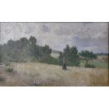 V. FINGELDORF, AN EARLY 20TH CENTURY OIL ON CANVAS Titled 'Casseoux', landscape, harvesting scene, a