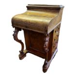 A VICTORIAN WALNUT POP UP DAVENPORT DESK The piano front concealing a slide out fitted interior