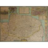 TWO EARLY 20TH CENTURY HAND COLOURED MAP ENGRAVINGS Titled 'Norfolk with Counties Arms of Noble