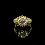 A VINTAGE 18CT GOLD 3.5CT SOLITAIRE DIAMOND GENT'S SIGNET RING The single round cut stone in a plain