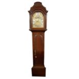 MATTHEWS OF LEIGHTON, A GEORGIAN OAK 8 DAY LONGCASE CLOCK With giltwood flame finials, brass and