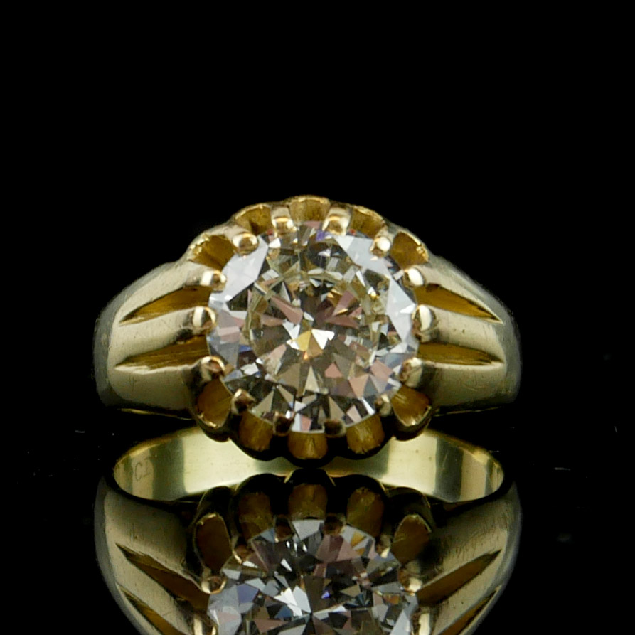 A VINTAGE 18CT GOLD 3.5CT SOLITAIRE DIAMOND GENT'S SIGNET RING The single round cut stone in a plain - Bild 3 aus 7