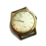 OMEGA, A VINTAGE GOLD PLATED GENTS WRISTWATCH The circular silver tone dial with gilt number