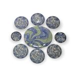 A COLLECTION OF 19TH/20TH CENTURY JAPANESE BLUE AND WHITE PLATES To include a blue and celadon