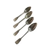 H J LIAS & SON, A SET OF FOUR LARGE VICTORIAN SILVER FIDDLE PATTERN SPOONS, assayed London, 1854.