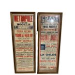 'METROPOLE THEATRE BOOTLE, 1938', 'GRAND THEATRE DERBY, 1940', A PAIR OF THEATRE ADVERTISEMENT