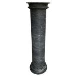 A 20TH CENTURY BLACK GRANITE PEDESTAL COLUMN Raised on a plinth base. (h 93.5cm x diameter 27.5cm)