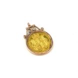 A VICTORIAN 22CT GOLD 1887 HALF SOVEREIGN PENDANT Encased in a 9ct gold mount. (5.1g)