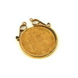 A VICTORIAN 22CT GOLD 1892 HALF SOVEREIGN PENDANT Encased in a 9ct gold mount. (4.7g)