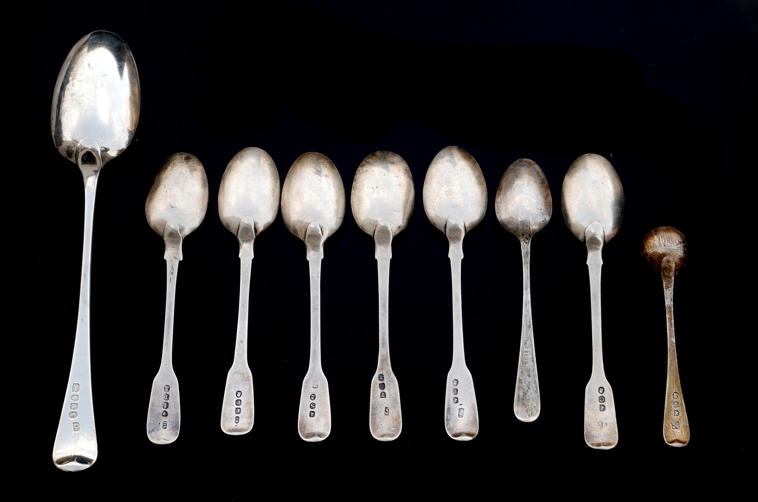 A COLLECTION OF NINE 18TH/19TH CENTURY SILVER SPOONS To include John Bridge, London, 1796, Joseph - Image 2 of 10