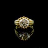 A VINTAGE 18CT GOLD 3.5CT SOLITAIRE DIAMOND GENT'S SIGNET RING The single round cut stone in a plain