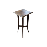 AN EDWARDIAN SQUARE TOP OAK PLANT TABLE On tapering legs. (30cm x 30cm x 72cm) Condition: slight