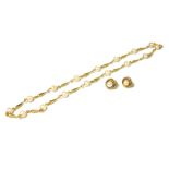 AN 18CT GOLD AND PEARL NECKLACE Along with a pair of 18ct gold and pearl earrings. (length 48cm)