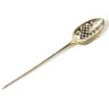 A GEORGIAN SILVER MOAT SPOON Having a pointed finial and pierced trellis design to bowl,