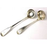 TWO GEORGIAN PLAIN SILVER MUSTARD SPOONS Hallmarked London, 1822 and 1828, together with a silver