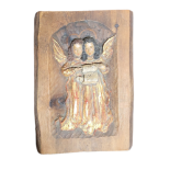 A FINE LATE 19TH/EARLY 20TH CENTURY CONTINENTAL WOODEN PANEL, ANGELS Carved with two angels,