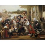 SIR JOHN GILBERT, RA, PRWS, OIL ON CANVAS Titled 'The Return of Don Quixote', signed, gilt