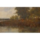 GEORGE VICAT COLE, 1833 - 1893, OIL ON CANVAS Riverside landscape, titled 'Near Medmenham', signed