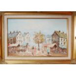 A COLLECTION OF THREE VINTAGE OIL ON CANVAS PARISIAN LANDSCAPES Two signed Burnett to lower right,