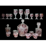 A LARGE COLLECTION OF HOFBAUER CRYSTAL To include a punch bowl and cover, along with cups, six large