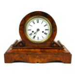 A LATE 19TH/20TH CENTURY WALNUT CASED GALLERY TIMEPIECE Having a white dial, Roman numerals, case on