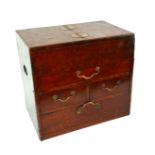 A CHINESE WALNUT ARTIST'S BOX The rise and fall enclosing a fitted easel above four fitted