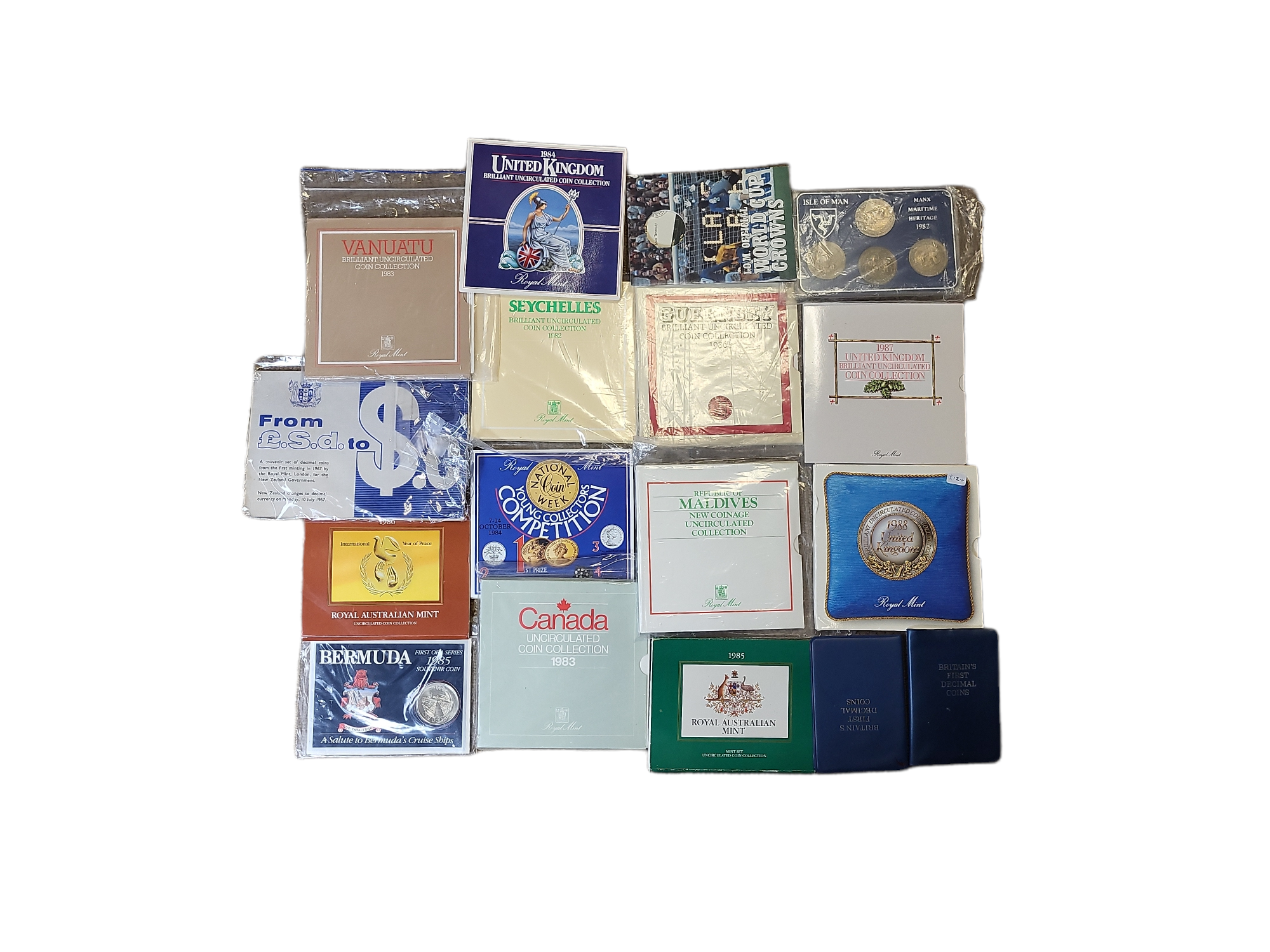 A COLLECTION OF 20TH CENTURY PROOF COIN SETS To include Royal Mint Cook Islands, Isle of Man crowns,