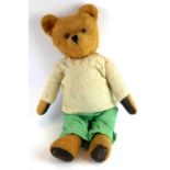 A MID 20TH CENTURY CHARACTER MOHAIR TEDDY BEAR Chad Valley style, with brown plastic eyes. (length