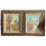 L. ALEYES, PAIR OF OILS ON BOARD Parisian scenes, signed, gilt framed. (32cm x 37cm) Condition: good