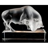 RENÉ LALIQUE, 'TAUREAU', A CLEAR AND FROSTED GLASS ART DECO MODEL OF A STANDING BULL Border