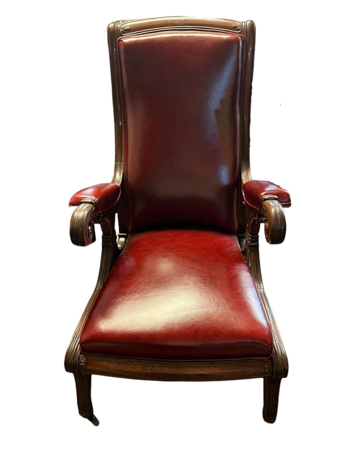 A WILLIAM IV PERIOD, 1830 - 1937 MAHOGANY ARMCHAIR With over scroll open arms and classical carved - Bild 2 aus 2