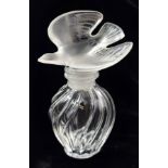 LALIQUE, A VINTAGE FRENCH FROSTED GLASS SCENT BOTTLE The stopper modelled as a bird in flight on