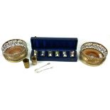A SET OF SIX VINTAGE GERMAN SILVER PLATE AND ENAMEL SHOT GLASSES Each having an applied memorial