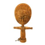 A LATE 19TH/EARLY 20TH CENTURY AFRICAN TRIBAL ART CARVED WOOD, FEMALE MAST FIGURE In standing
