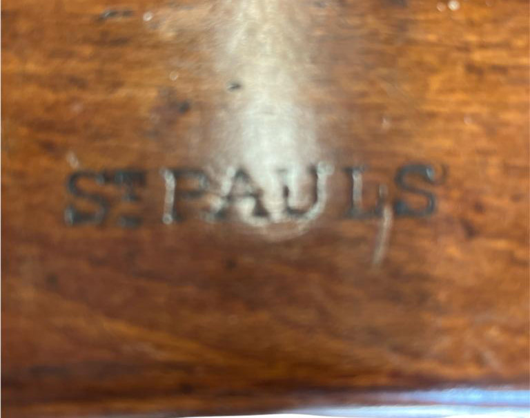 THREE 19TH CENTURY RUSH SEAT LADDER BACK CHURCH CHAIRS One stamped 'St. Pauls', the other bearing - Bild 2 aus 2