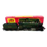 HORNBY DUBLO, A VINTAGE THREE RAIL DIECAST MODEL TRAIN LOCOMOTIVE AND TENDER Titled 'Cardiff