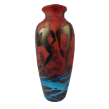 RICHARD GOULDING, A 20TH CENTURY ART GLASS FIGURAL VASE Decorated with stylised silhouette dancers