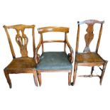 A 19TH CENTURY MAHOGANY OPEN ARMCHAIR Along with an 18th Century rocking chair and an 18th Century