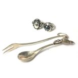 GEORG JENSEN, A COLLECTION OF VINTAGE DANISH SILVER Comprising two organic form rings and a spoon
